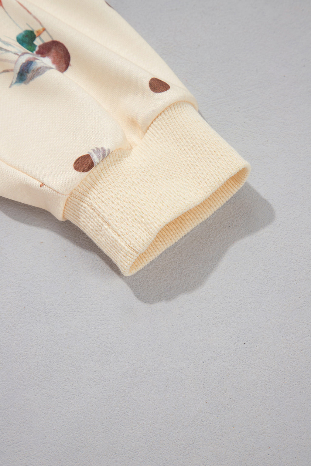 Beige Polka Dot Mallard Print Crewneck Pullover Two Piece Pants Set PREORDER ETA 3 WEEKS