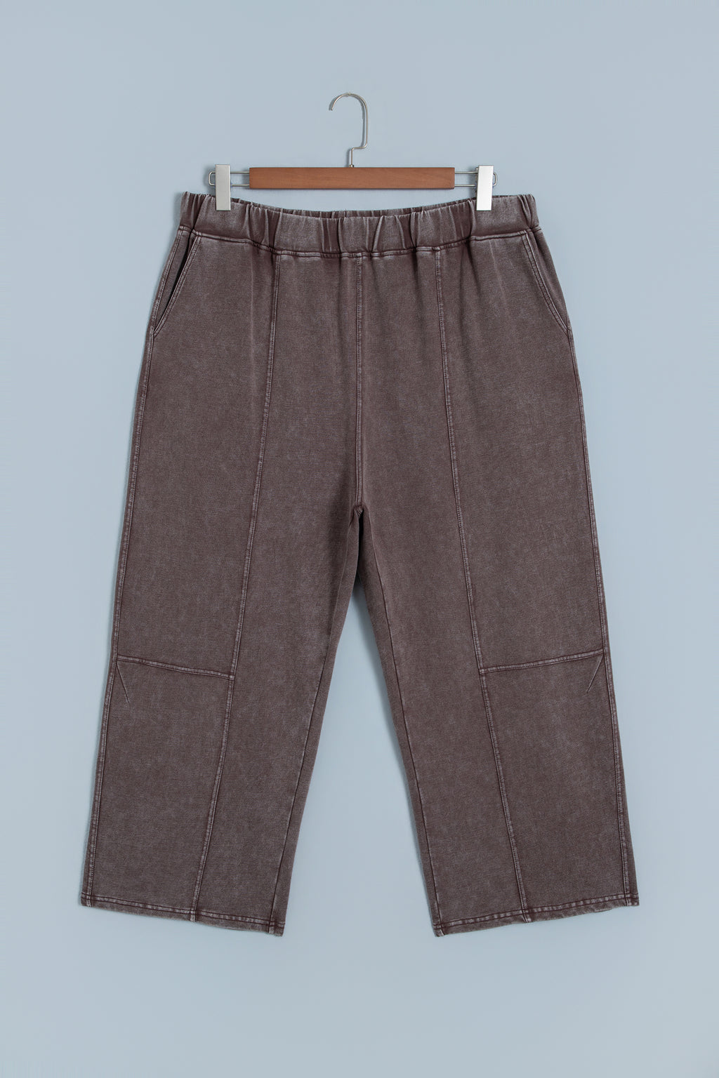 Coffee 100% Cotton Mineral Wash Elastic Waistband Plus Size Barrel Pants PREORDER ETA 3 WEEKS