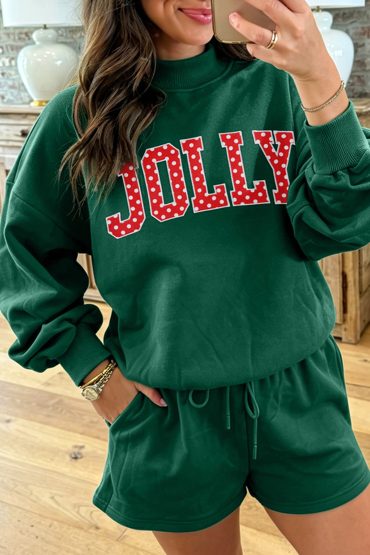 Coffee Christian Slogan Print Mock Neck Pullover and Shorts Set PREORDER ETA 3 WEEKS