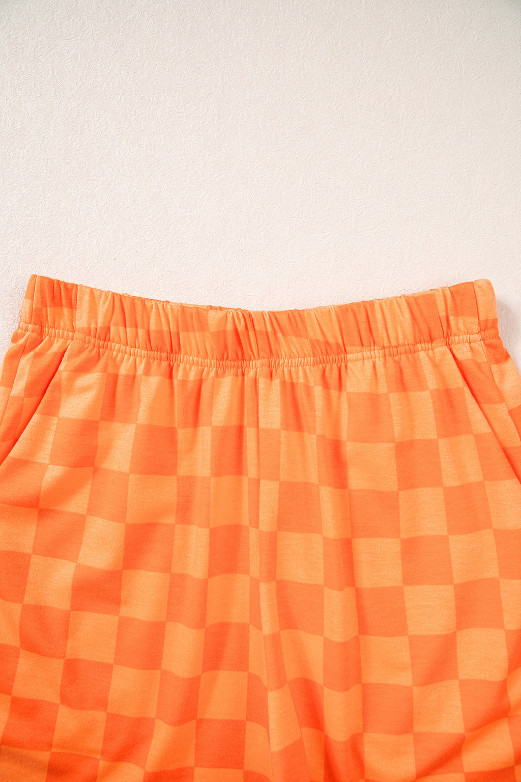 Orange Plaid Checkered Long Sleeve Crop Top Elastic Waist Shorts Two Piece Set PREORDER ETA 3 WEEKS