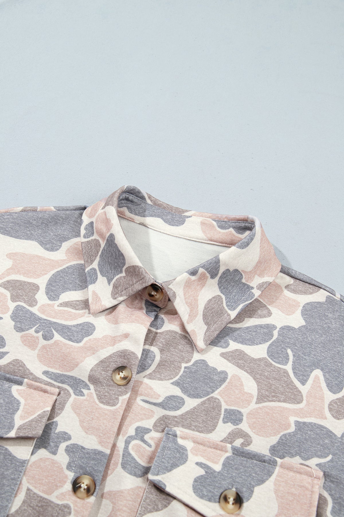 Multicolour Casual Camouflage Button Down Tunic Shacket PREORDER ETA 3 WEEKS