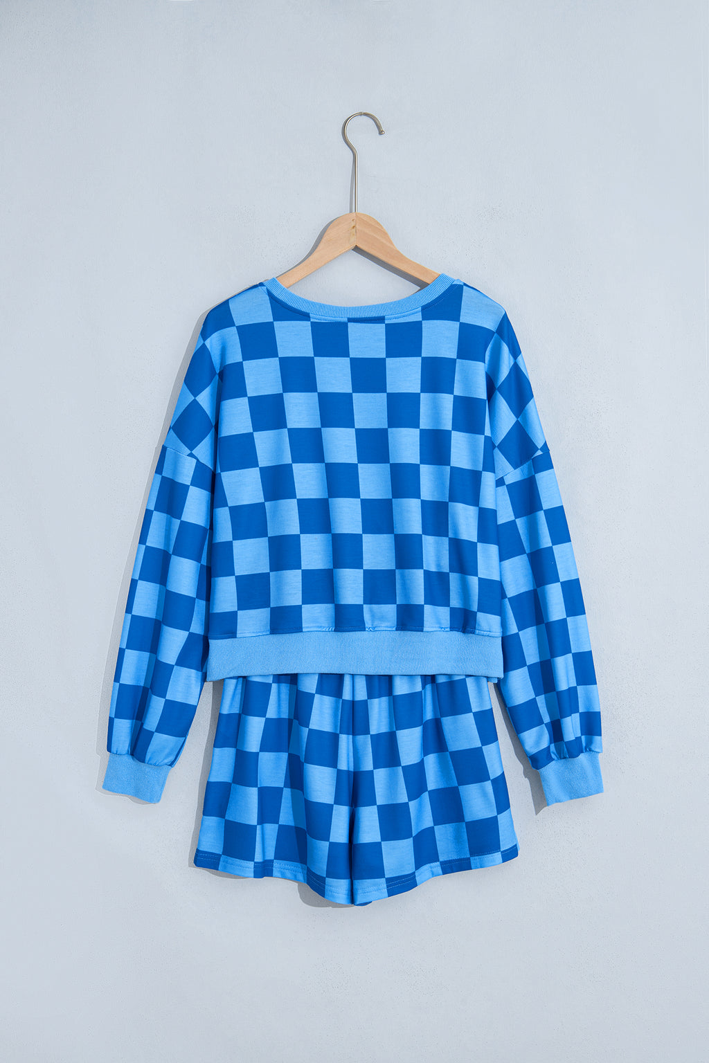 Orange Plaid Checkered Long Sleeve Crop Top Elastic Waist Shorts Two Piece Set PREORDER ETA 3 WEEKS