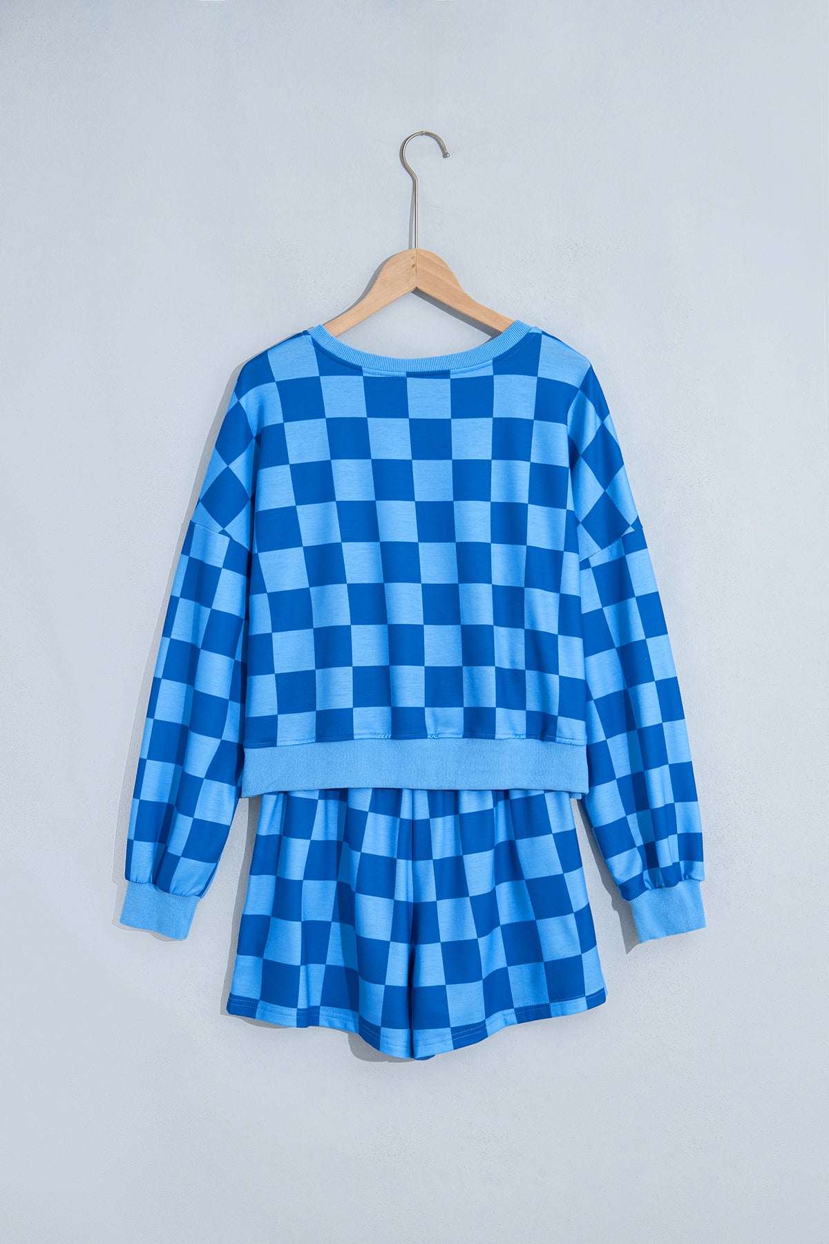 Orange Plaid Checkered Long Sleeve Crop Top Elastic Waist Shorts Two Piece Set PREORDER ETA 3 WEEKS