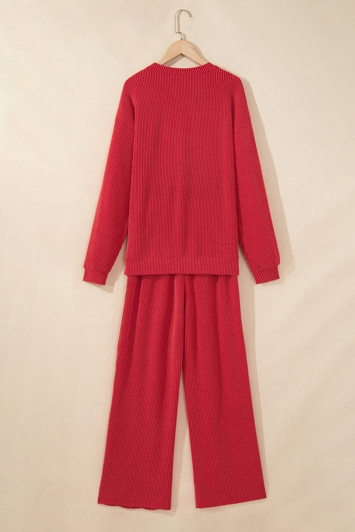 Racing Red MERRY Corded Long Sleeve Top and Pockets Pants Set PREORDER ETA 3 WEEKS