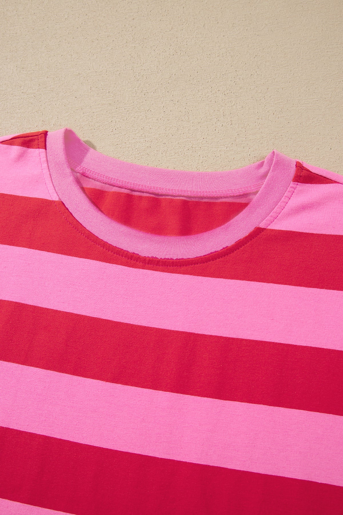 Rose Stripe Cuffed Short Sleeve Pocketed Casual T Shirt Long Dress PREORDER ETA 3 WEEKS