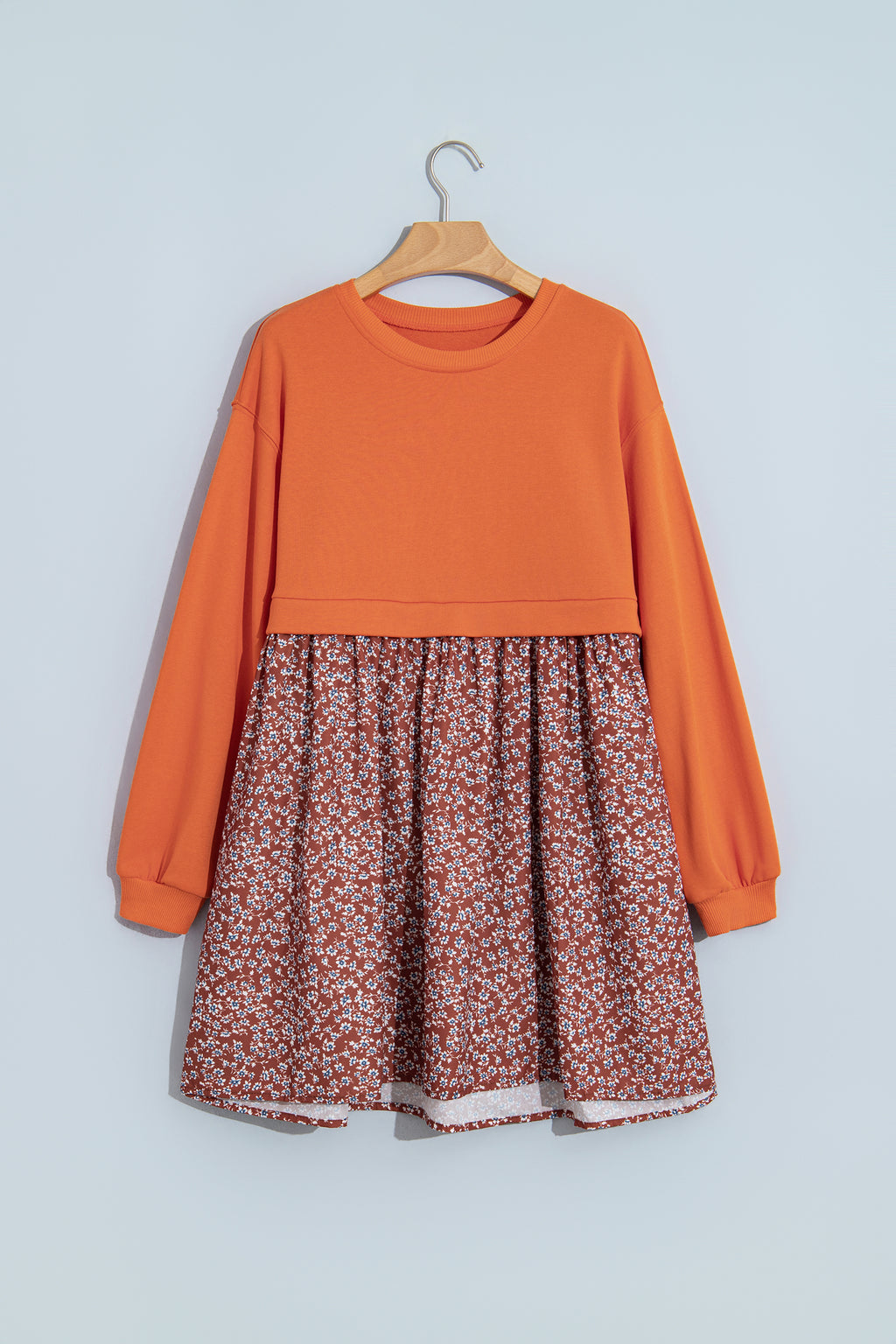Orange Solid Long Sleeve Top Mini Dress PREORDER ETA 3 WEEKS