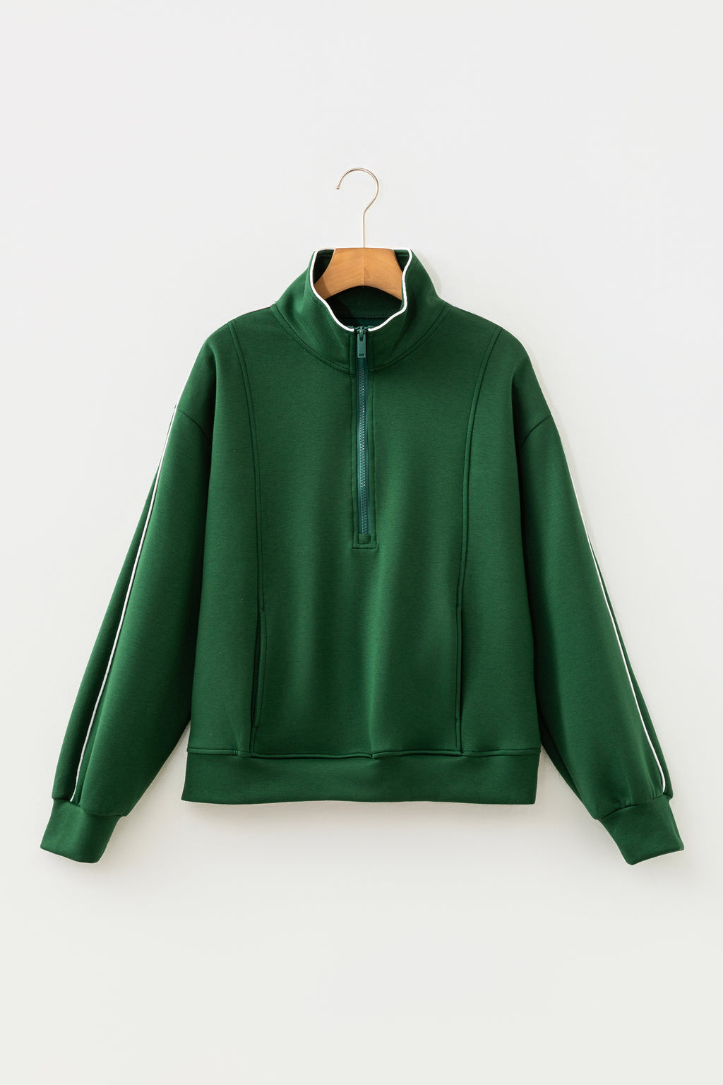 Sea Green High Neck Zip-Up Loose Fit Long Sleeve Sweatshirt PREORDER ETA 3 WEEKS