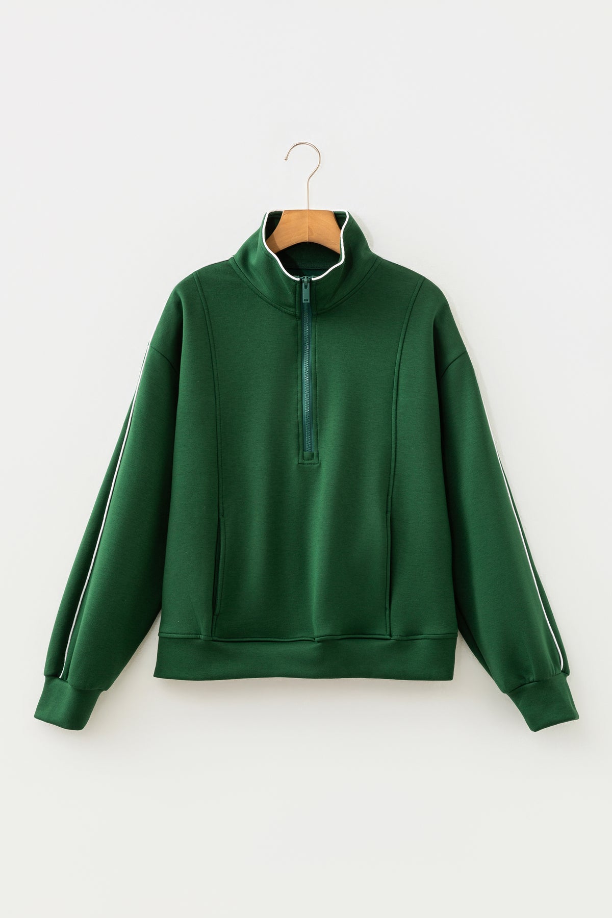 Sea Green High Neck Zip-Up Loose Fit Long Sleeve Sweatshirt PREORDER ETA 3 WEEKS