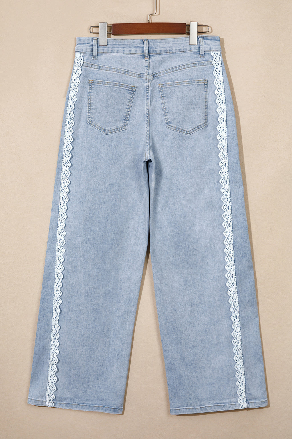 Beau Blue Lace Trim Casual Full-Length Regular Fit Jeans PREORDER ETA 3 WEEKS