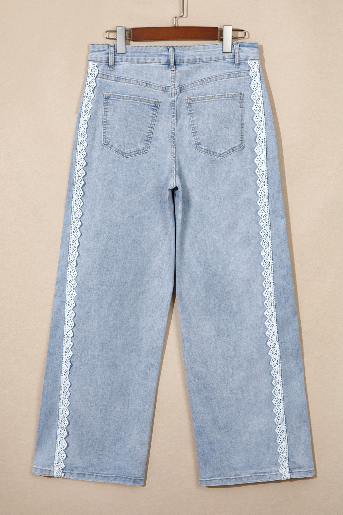 Beau Blue Lace Trim Casual Full-Length Regular Fit Jeans PREORDER ETA 3 WEEKS