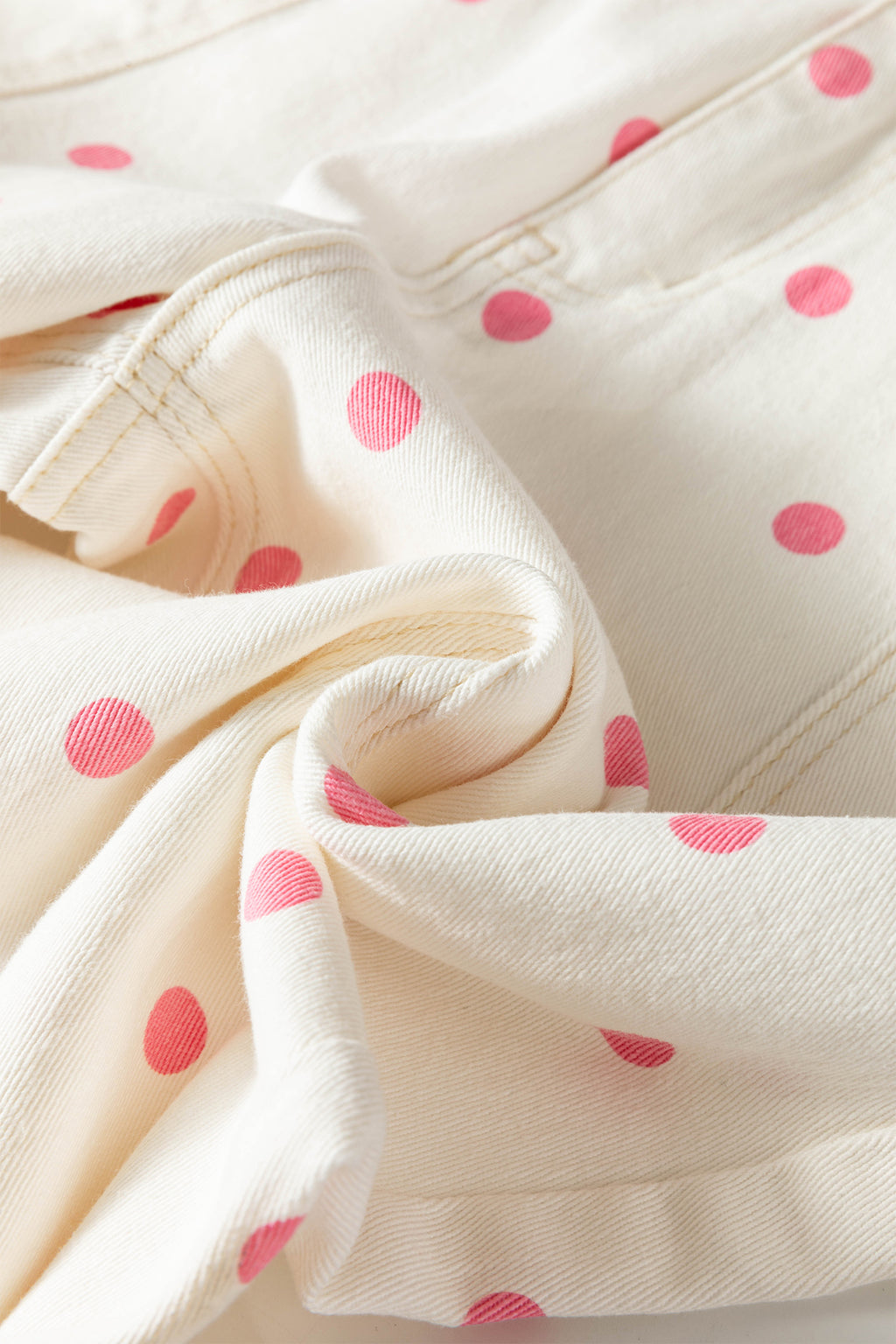 Pink Tailored Seam Polka Dot Print Barrel Casual Jeans PREORDER ETA 3 WEEKS