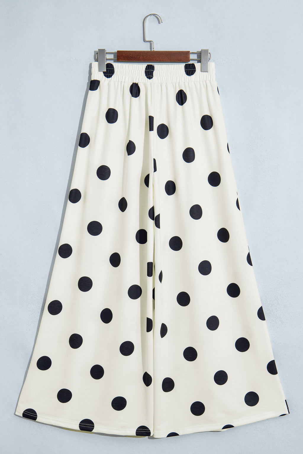 Beige Polka Dot Wide Leg Elastic Waist Casual Pants PREORDER ETA 3 WEEKS