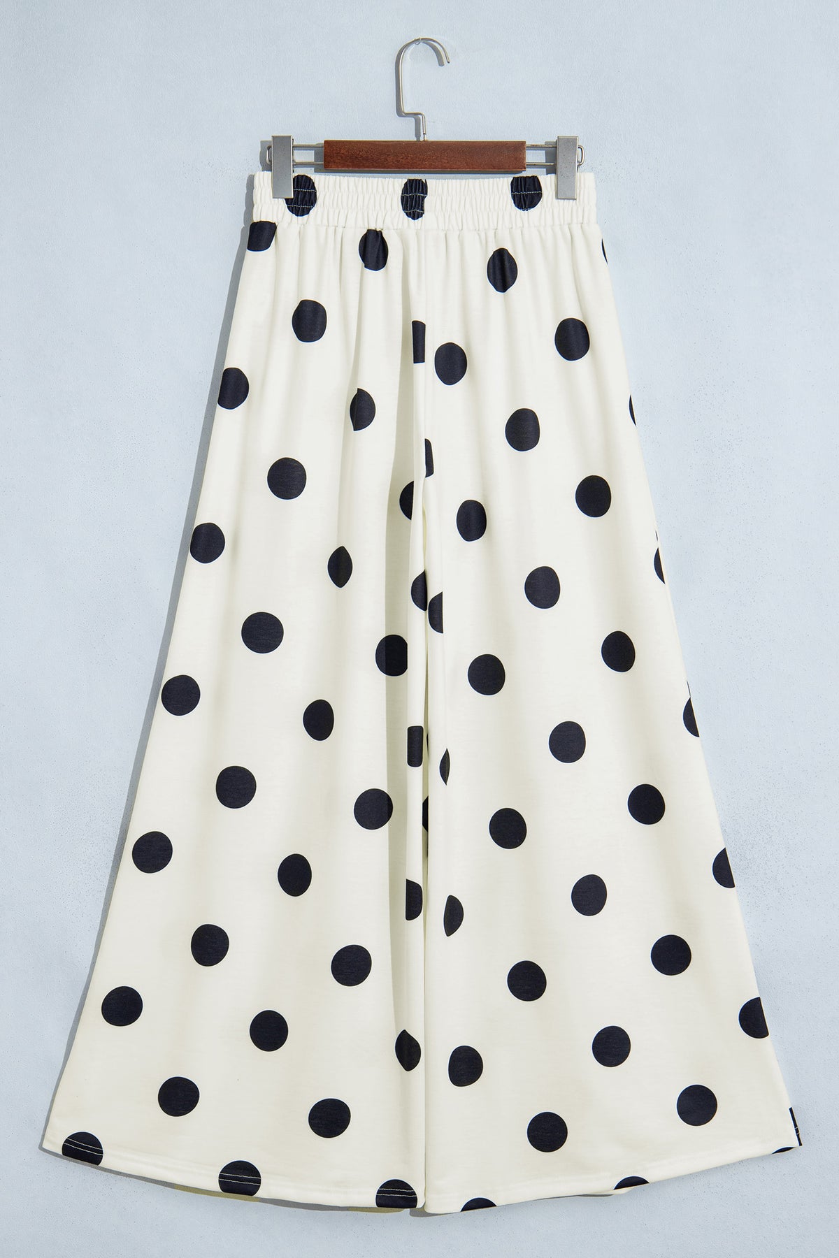 Beige Polka Dot Wide Leg Elastic Waist Casual Pants PREORDER ETA 3 WEEKS