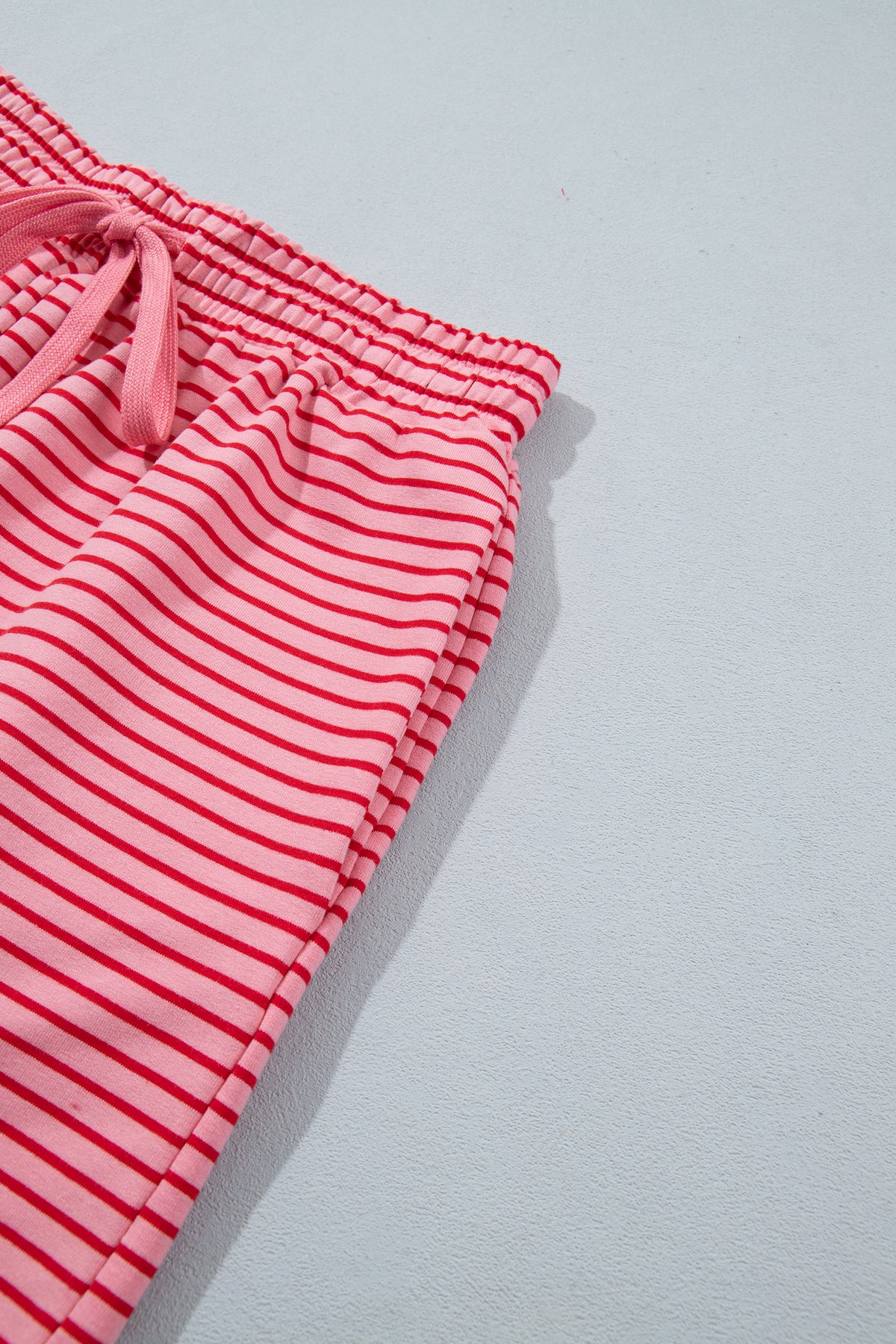 Blue Stripe Ribbed Patchwork Mock Neck Pullover Matching Shorts Set PREORDER ETA 3 WEEKS