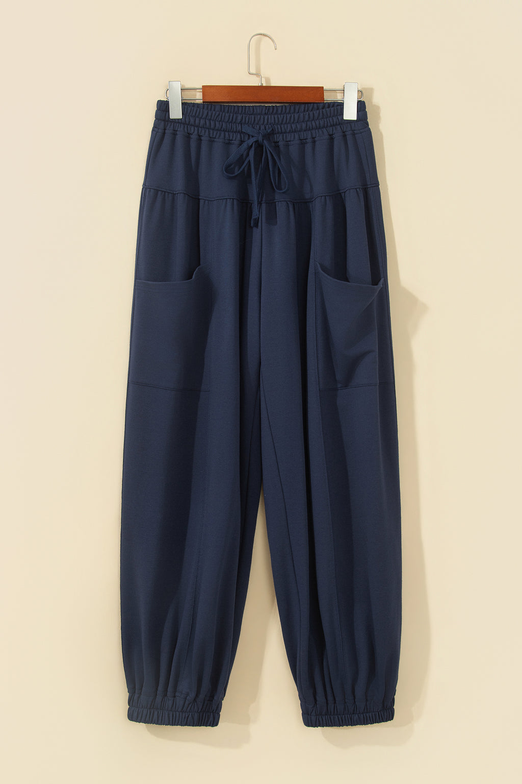Dirty blue Elastic Waist Drawstring Wide Leg Full Length Pants PREORDER ETA 3 WEEKS