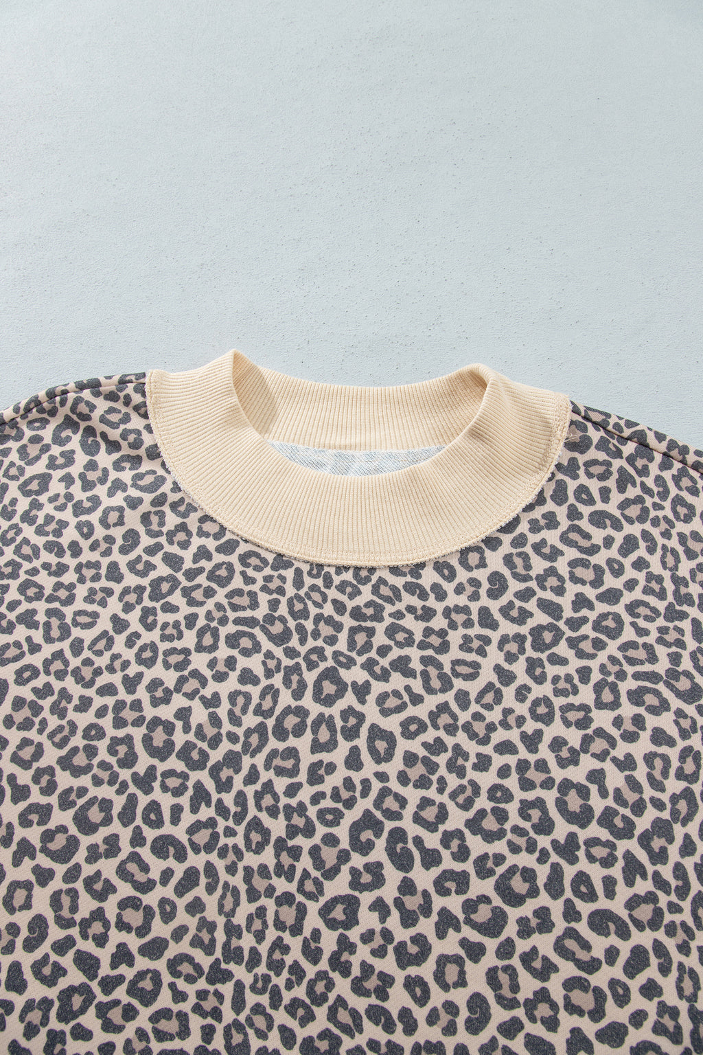 Multicolour Plus Size Leopard Print Ribbed Color Block Mock Neck Tunic Sweatshirt PREORDER ETA 3 WEEKS