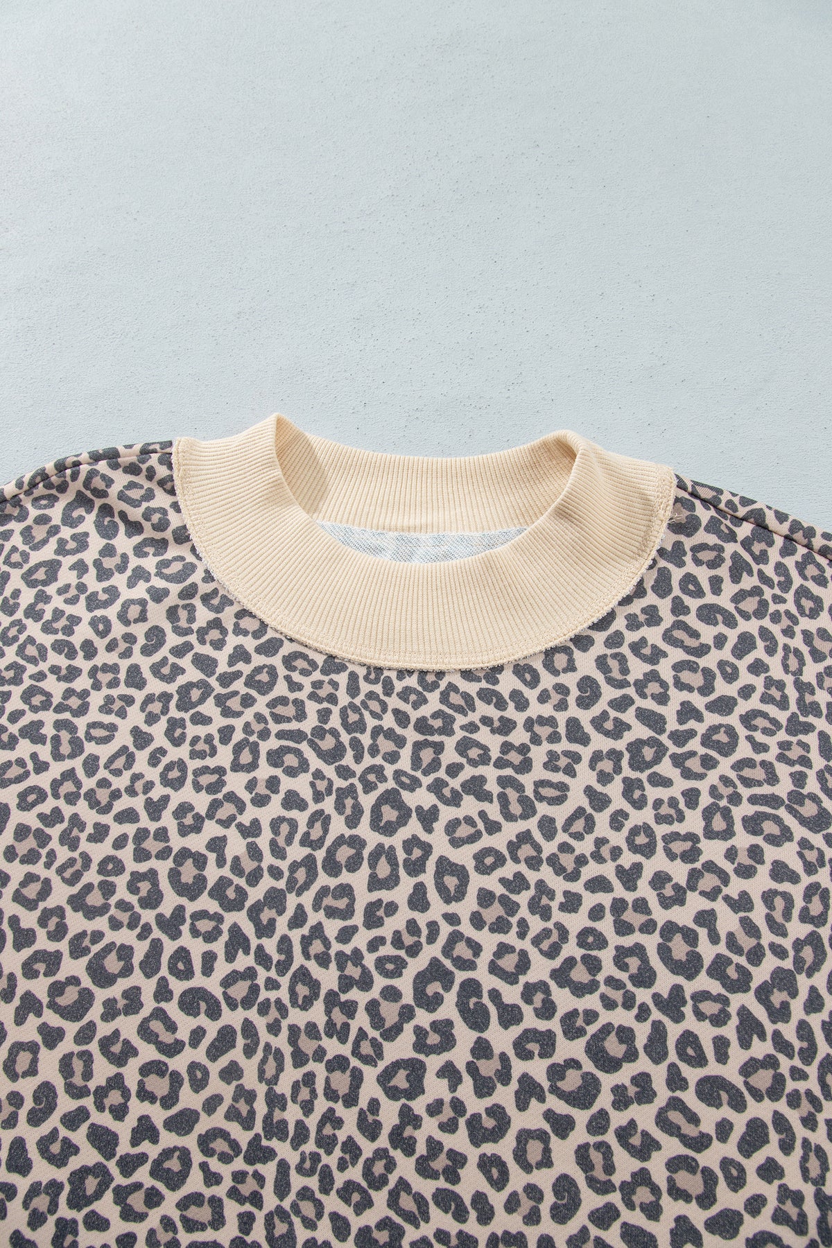 Multicolour Plus Size Leopard Print Ribbed Color Block Mock Neck Tunic Sweatshirt PREORDER ETA 3 WEEKS