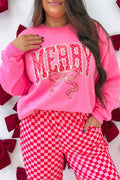Bonbon Checkered Christmas Slogan Printed Plus Size Sweatshirt PREORDER ETA 3 WEEKS