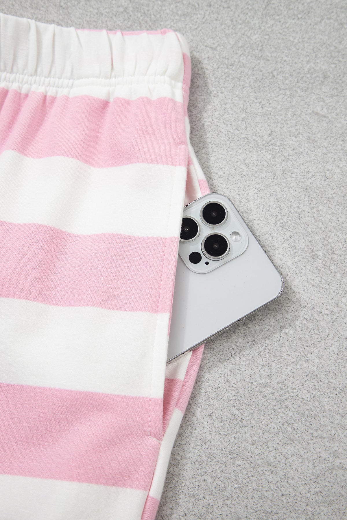 Pink Stripe Color Block Patchwork Zip Long Sleeve Top Elastic Waist Pants Set PREORDER ETA 3 WEEKS
