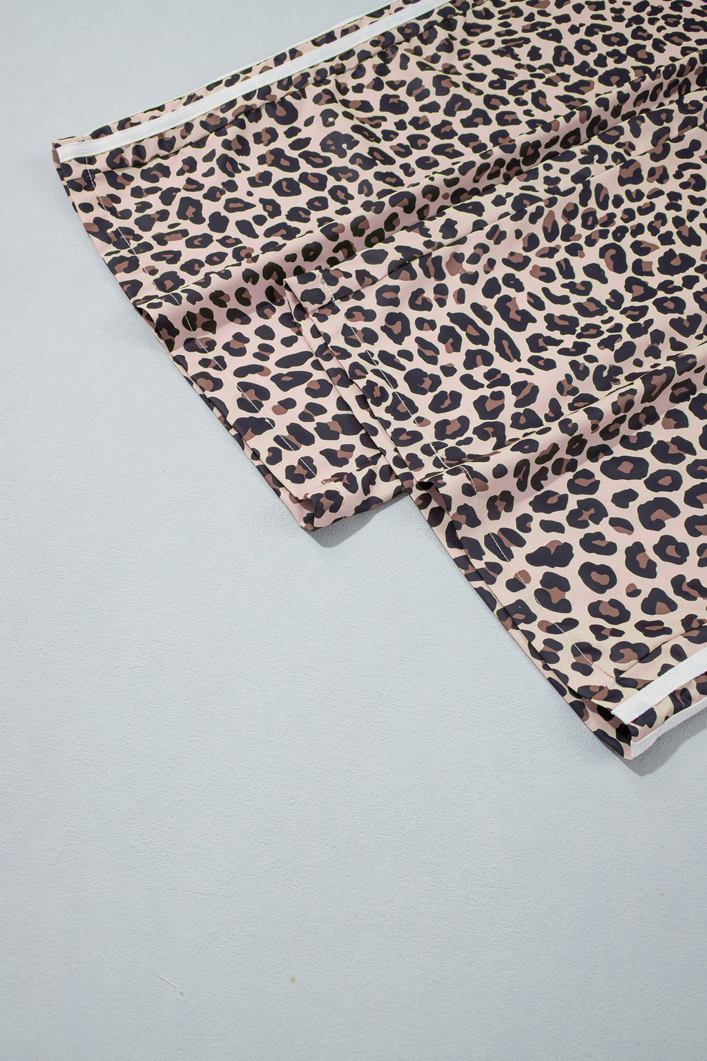 Beige Plus Size Leopard Print Side Stripes Detail Casual Pants PREORDER ETA 3 WEEKS