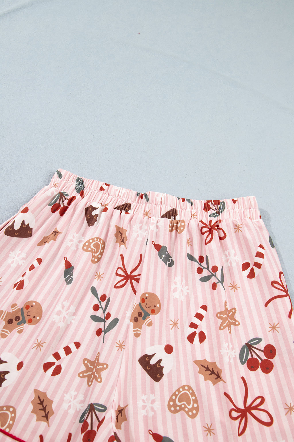 Pink Abstract Christmas Print Short Sleeve Two Piece Lounge Set PREORDER ETA 3 WEEKS