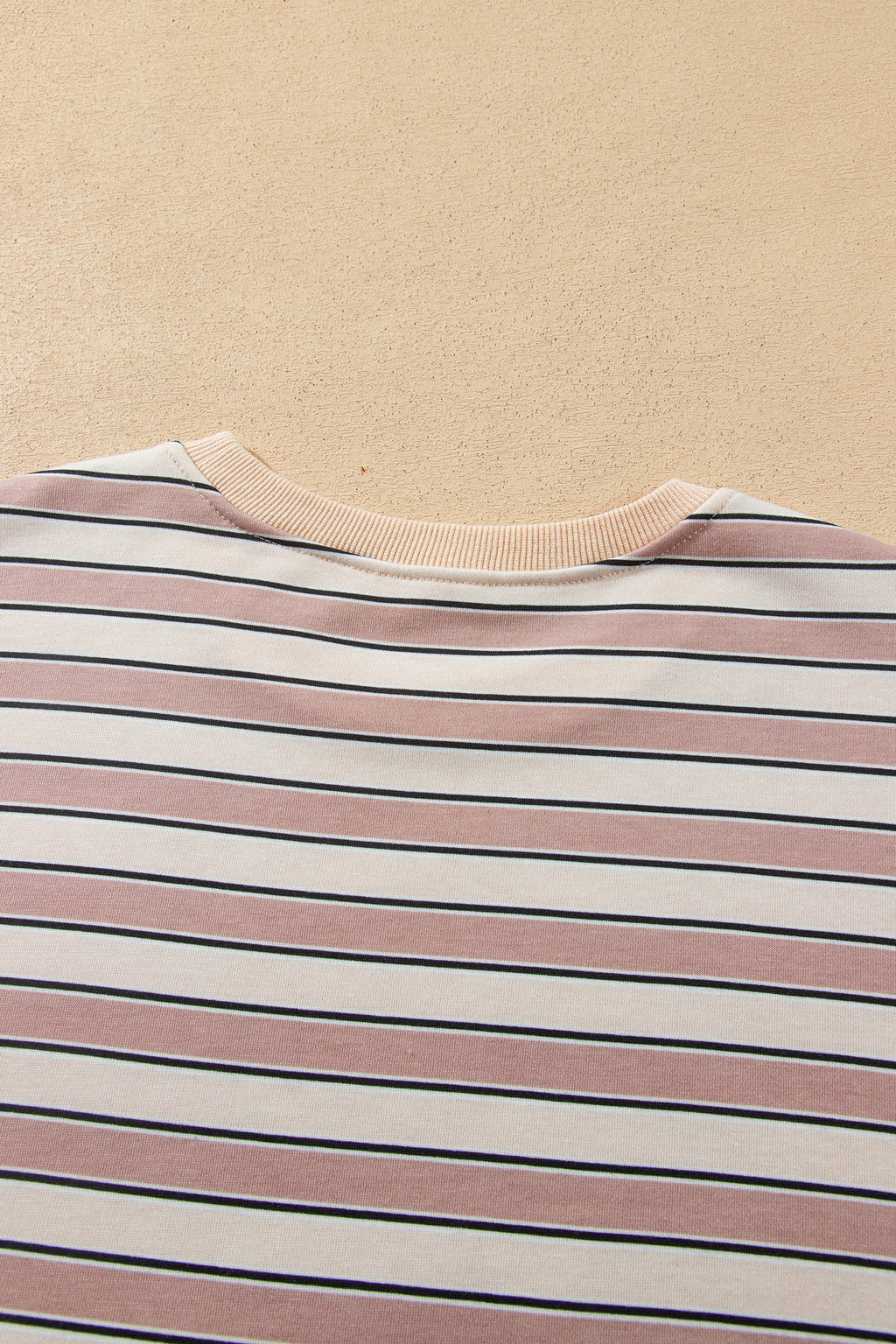 Khaki Stripe Contrast Trim Long Sleeve Top Elastic Waist Pants Set PREORDER ETA 3 WEEKS
