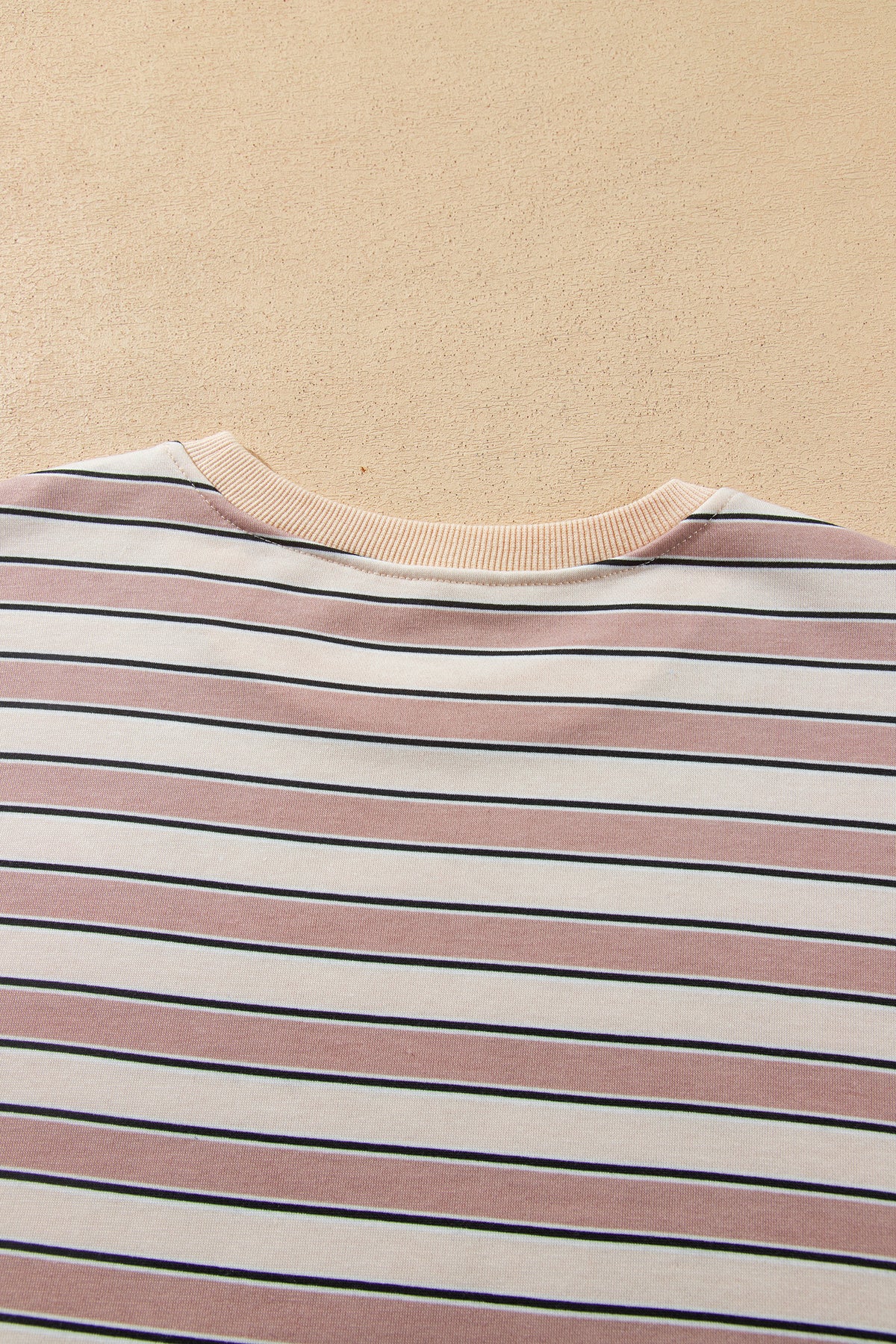 Khaki Stripe Contrast Trim Long Sleeve Top Elastic Waist Pants Set PREORDER ETA 3 WEEKS
