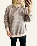 Multicolour Plus Size Leopard Print Ribbed Color Block Mock Neck Tunic Sweatshirt PREORDER ETA 3 WEEKS