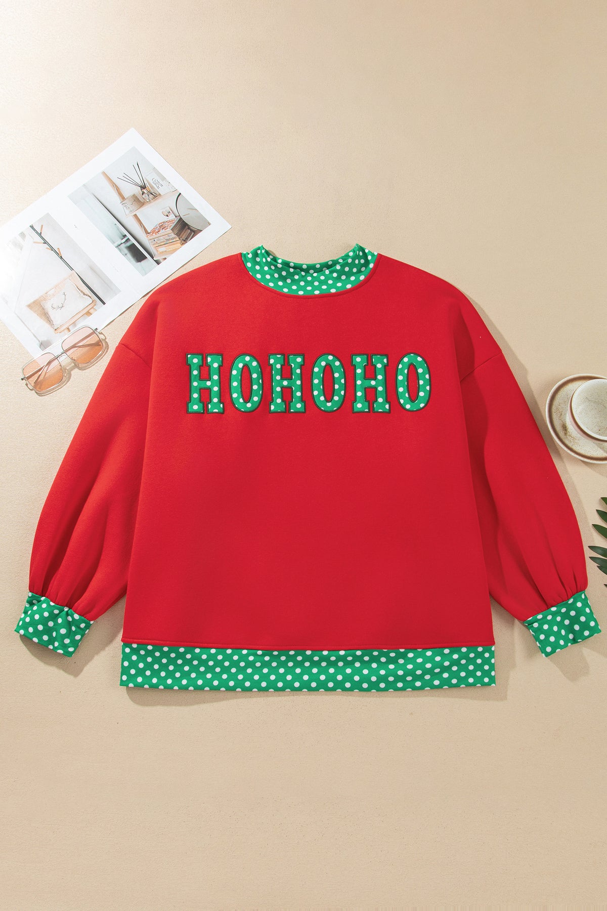 Dirty blue Casual Polka Dot Patchwork Letter Graphic Plus Size Sweatshirt PREORDER ETA 3 WEEKS