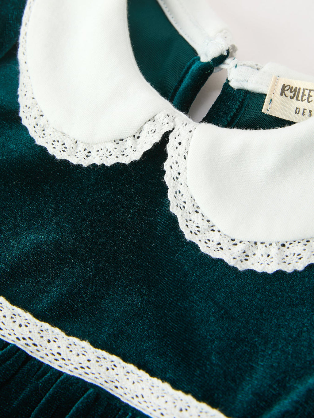 Baby Girls Emerald Green Velvet Peter Pan Collar Christmas Romper