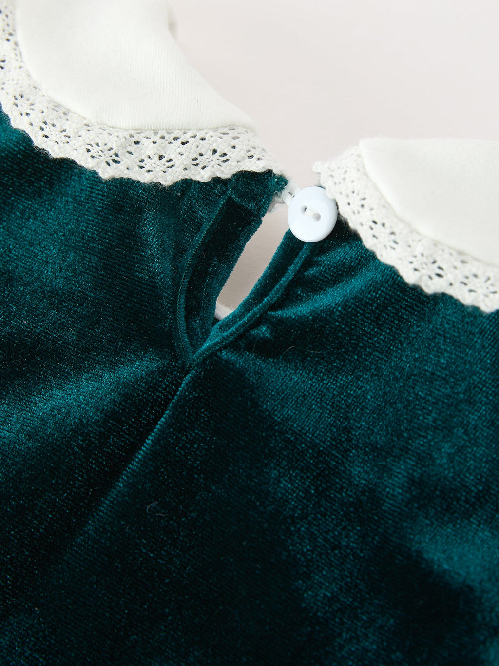 Baby Girls Emerald Green Velvet Peter Pan Collar Christmas Romper
