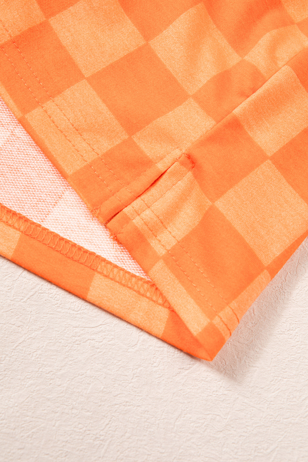 Orange Plaid Checkered Long Sleeve Crop Top Elastic Waist Shorts Two Piece Set PREORDER ETA 3 WEEKS