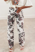 Brown Cow Spots Printed Multi Pocketed Jeans