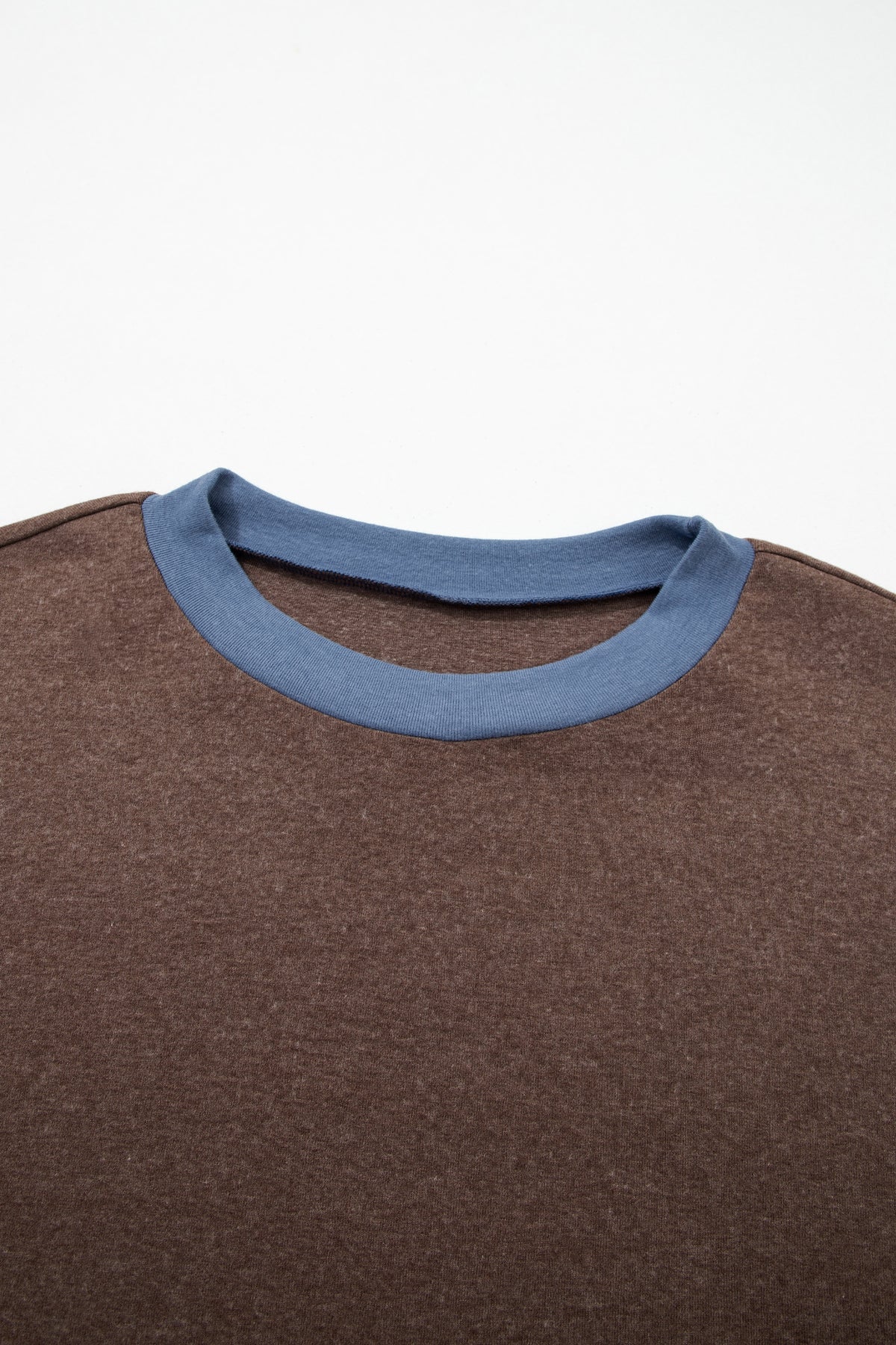 Dark Brown Long Sleeve Round Neck Patchwork Colorblock Plus Size Set PREORDER ETA 3 WEEKS