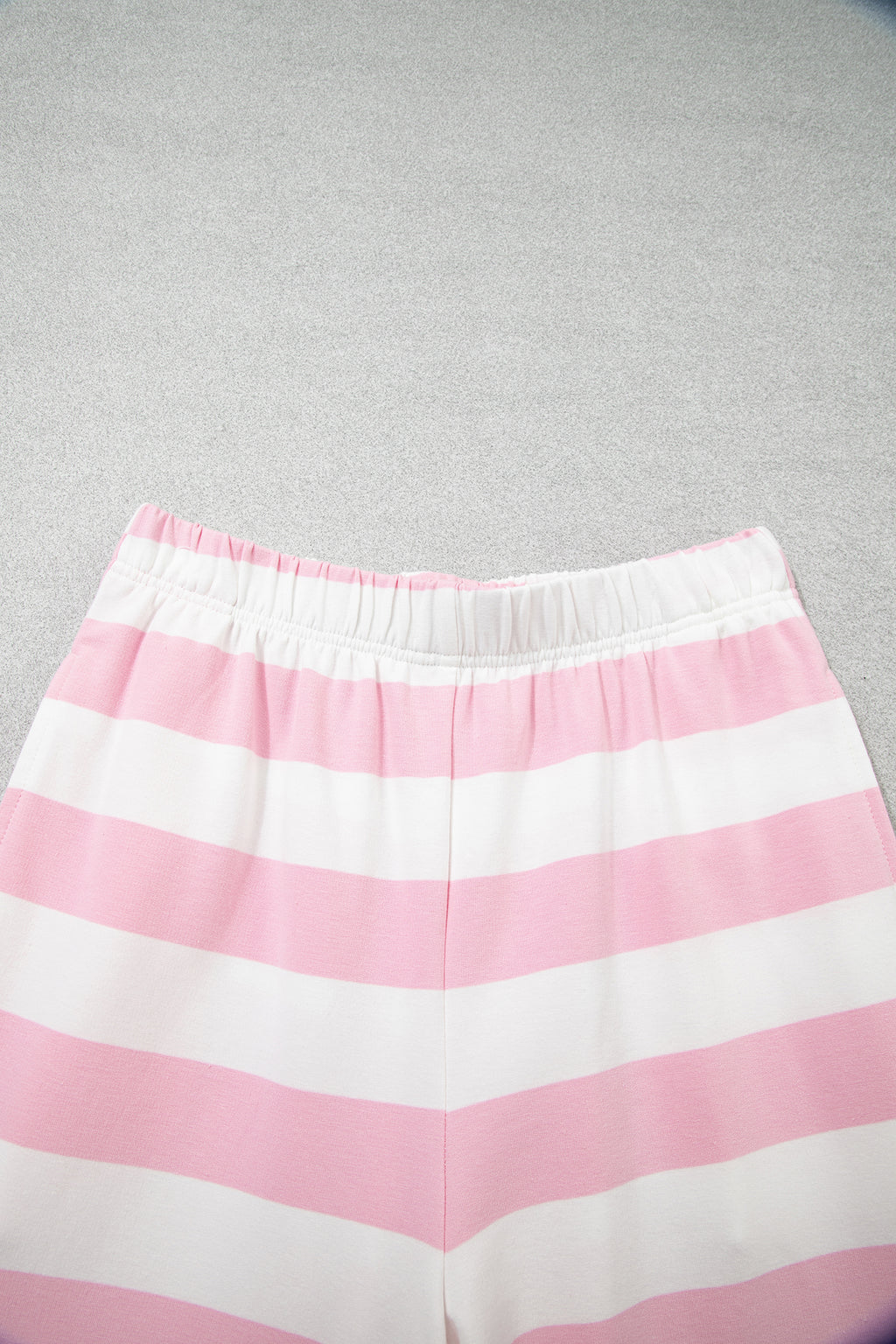 Pink Stripe Color Block Patchwork Zip Long Sleeve Top Elastic Waist Pants Set PREORDER ETA 3 WEEKS