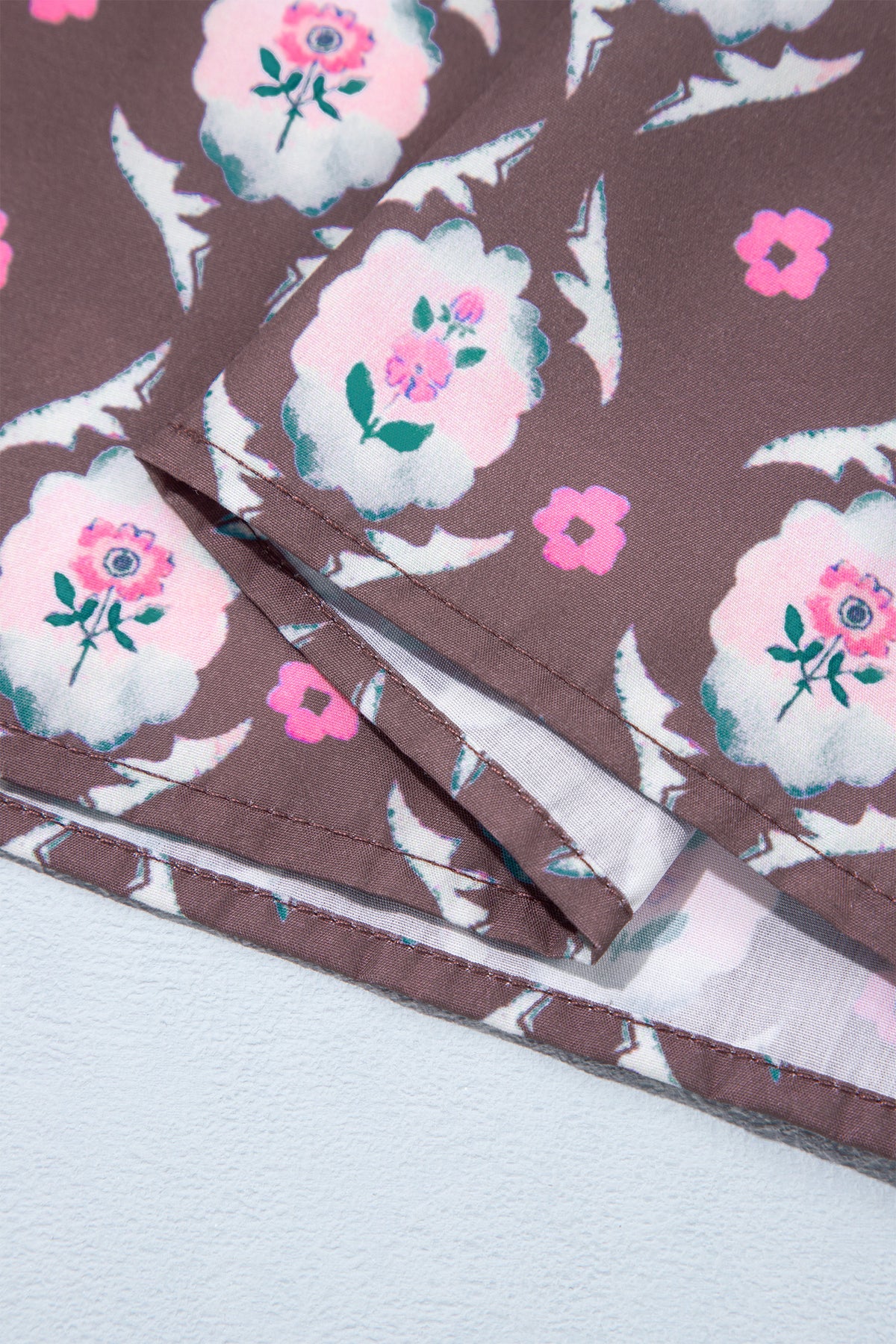 Brown Floral Print Button Front Ruffle Hem Midi Dress PREORDER ETA 3 WEEKS