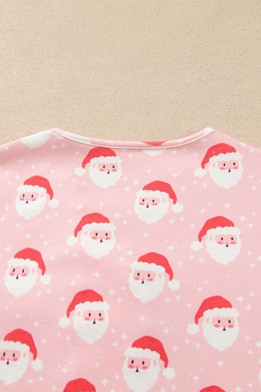 Pink Christmas Santa Print Frilled Button Front Long Sleeve Top Lounge Pant Set PREORDER ETA 3 WEEKS
