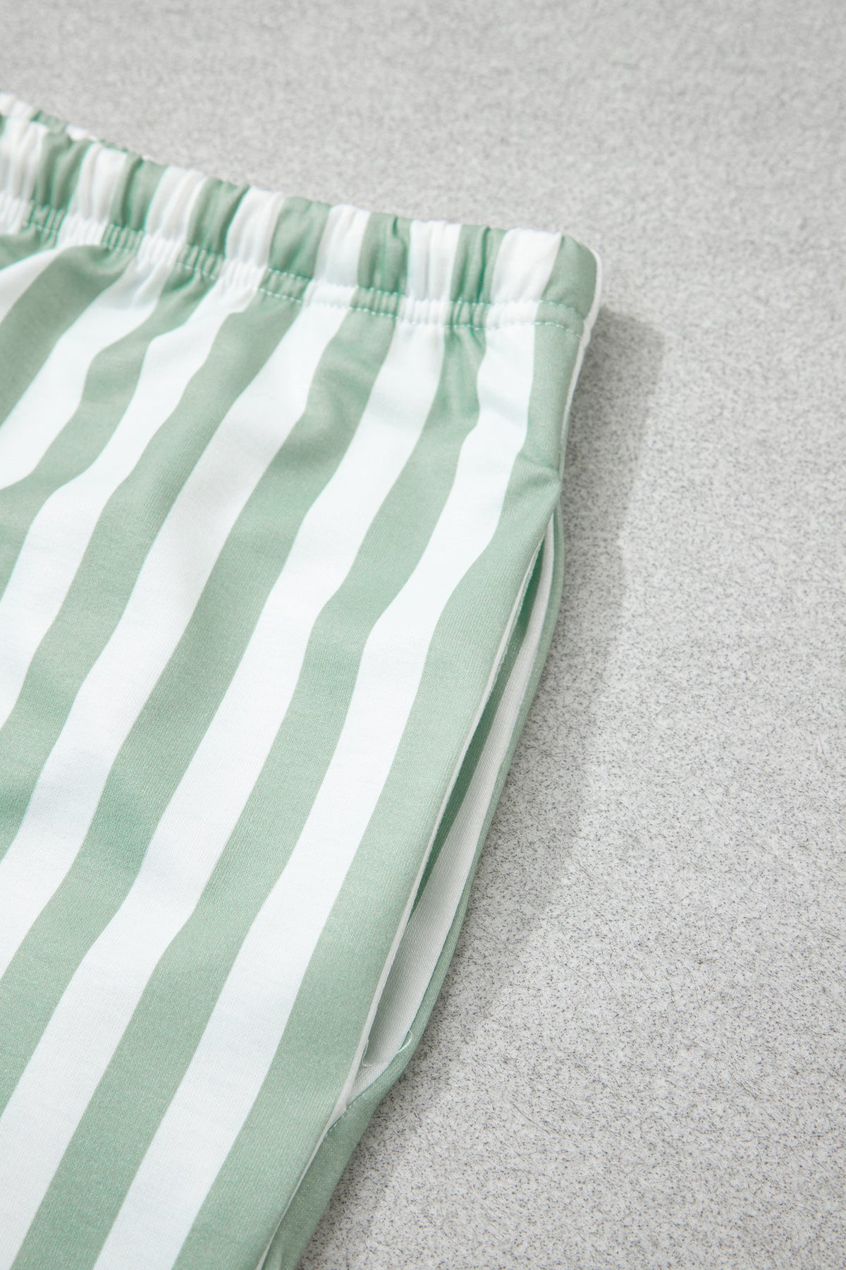 Green Striped Patchwork V Neck Two Piece Shorts Plus Size Set PREORDER ETA 3 WEEKS