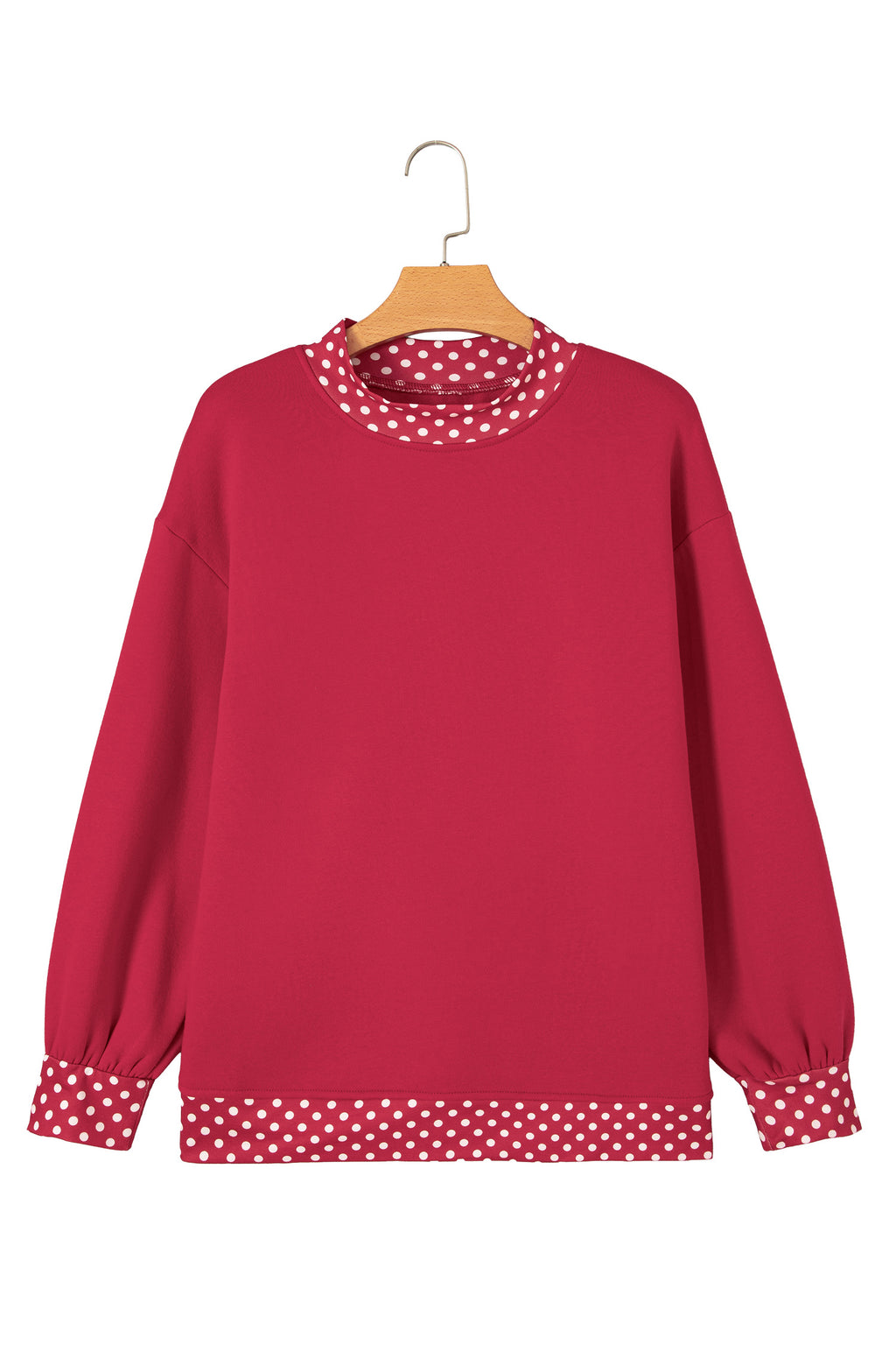 Red Dahlia Colorblock Polka Dot Contrast Trim Oversized Sweatshirt PREORDER ETA 3 WEEKS