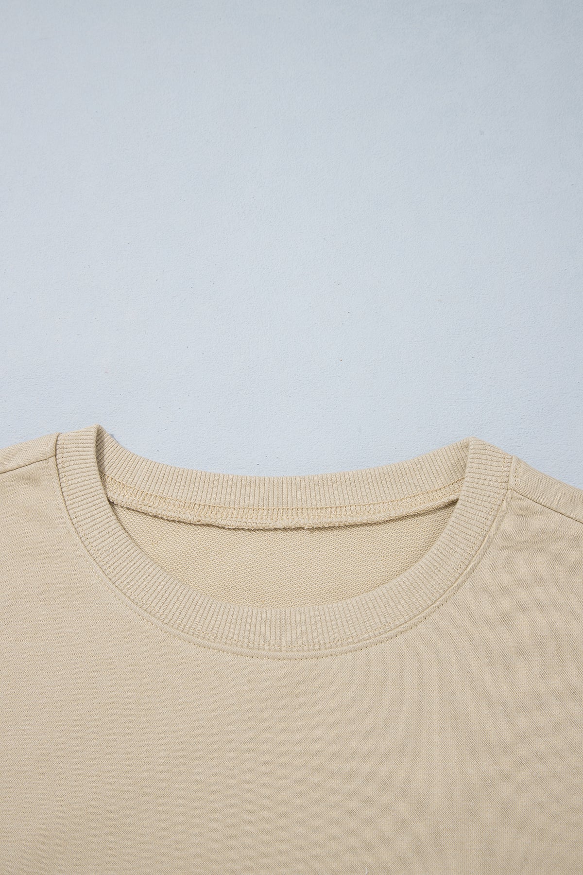 Khaki Polka Dot Patchwork Sleeve Crew Neck Loose Pullover Sweatshirt PREORDER ETA 3 WEEKS