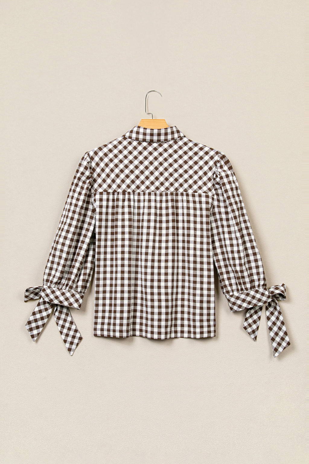 Brown Plaid Knot Half Sleeve Button Down Shirt PREORDER ETA 3 WEEKS