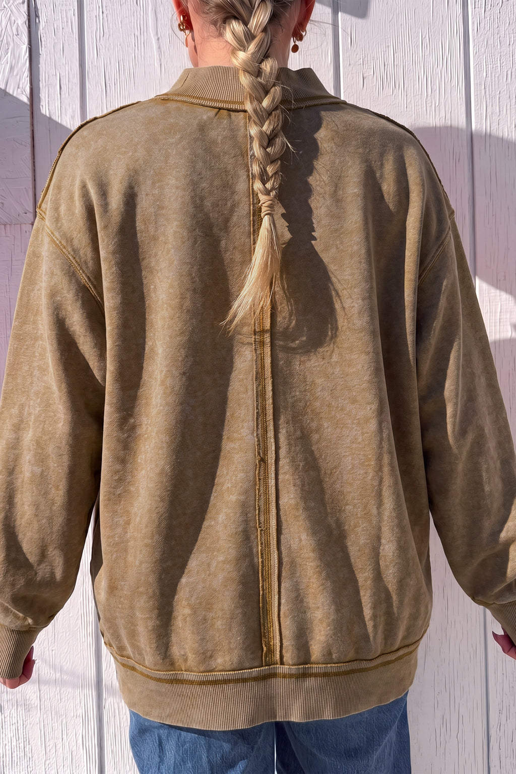 Brown High Neck Long Sleeve Toner Washed Vintage Sweatshirt PREORDER ETA 3 WEEKS