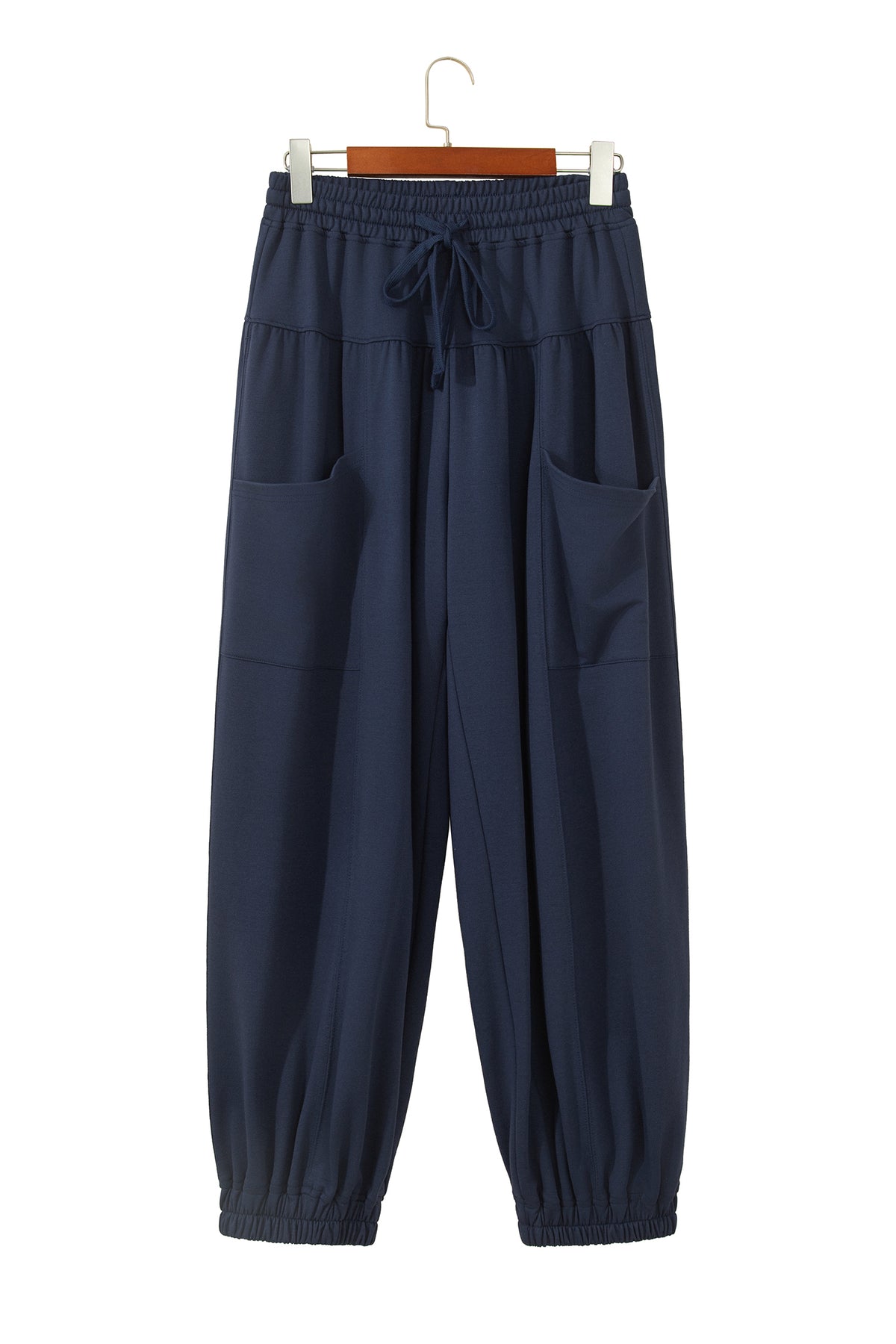 Dirty blue Elastic Waist Drawstring Wide Leg Full Length Pants PREORDER ETA 3 WEEKS