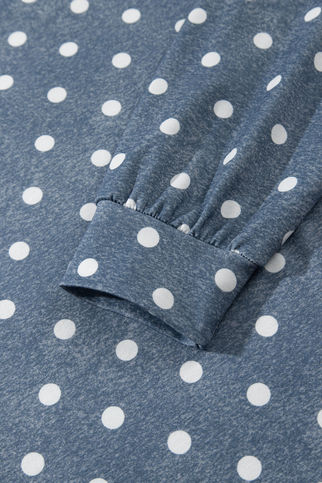 Gray Polka Dot Long Sleeve Top Drawstring Shorts Loose 2pcs Set