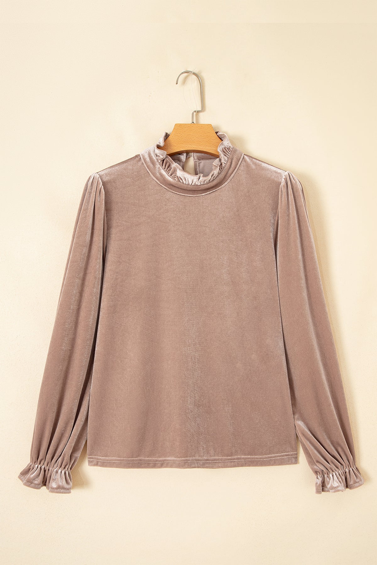 Smoke Gray Western Style Long Sleeve Stand Neck Velvet Top PREORDER ETA 3 WEEKS