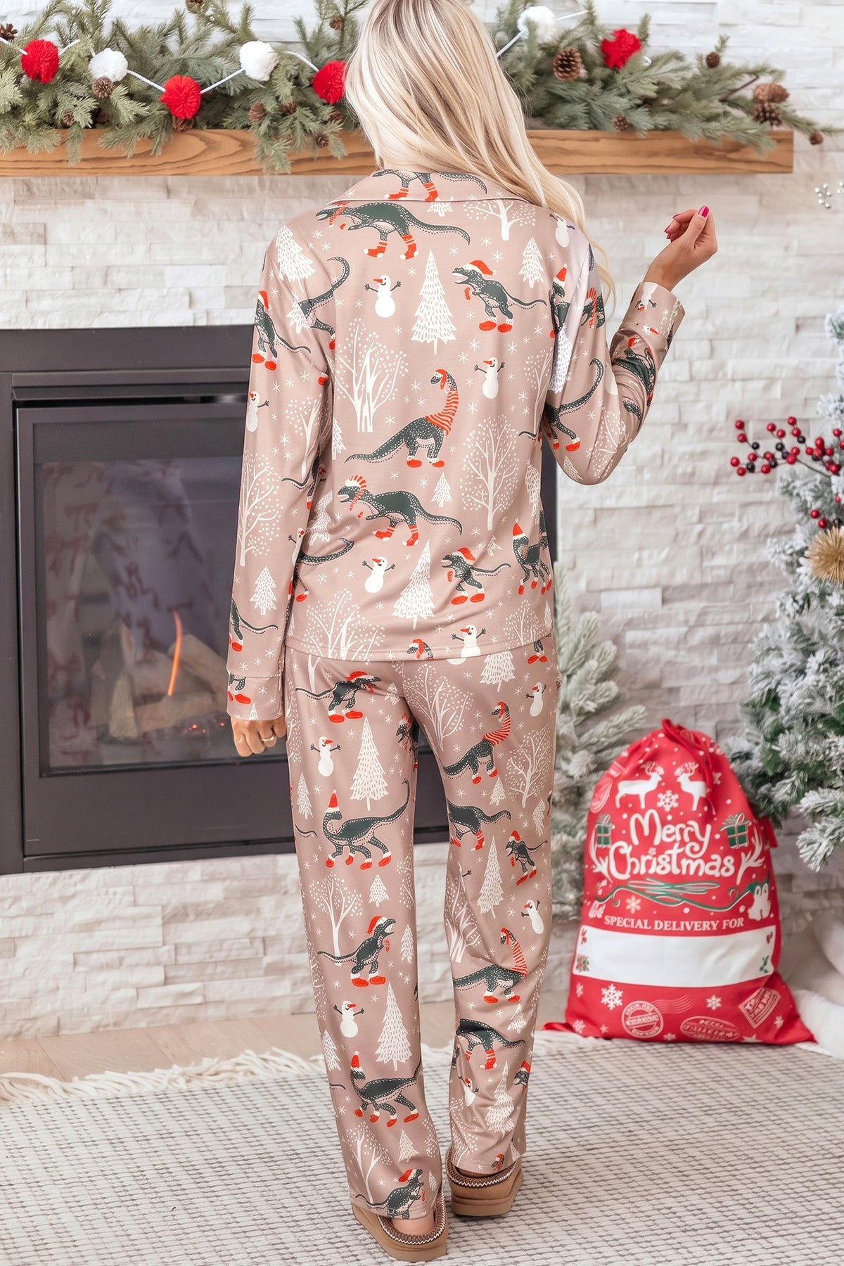 Brown Abstract Print Long Sleeve Two Piece Lounge Set PREORDER ETA 3 WEEKS