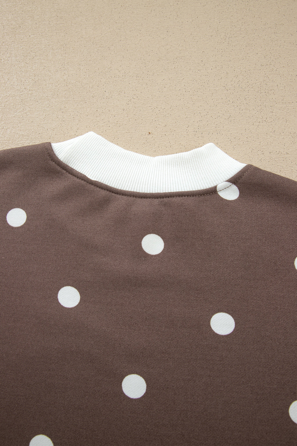 Brown Polka Dot Ribbed Trim Long Sleeve Top Casual Short Set PREORDER ETA 3 WEEKS