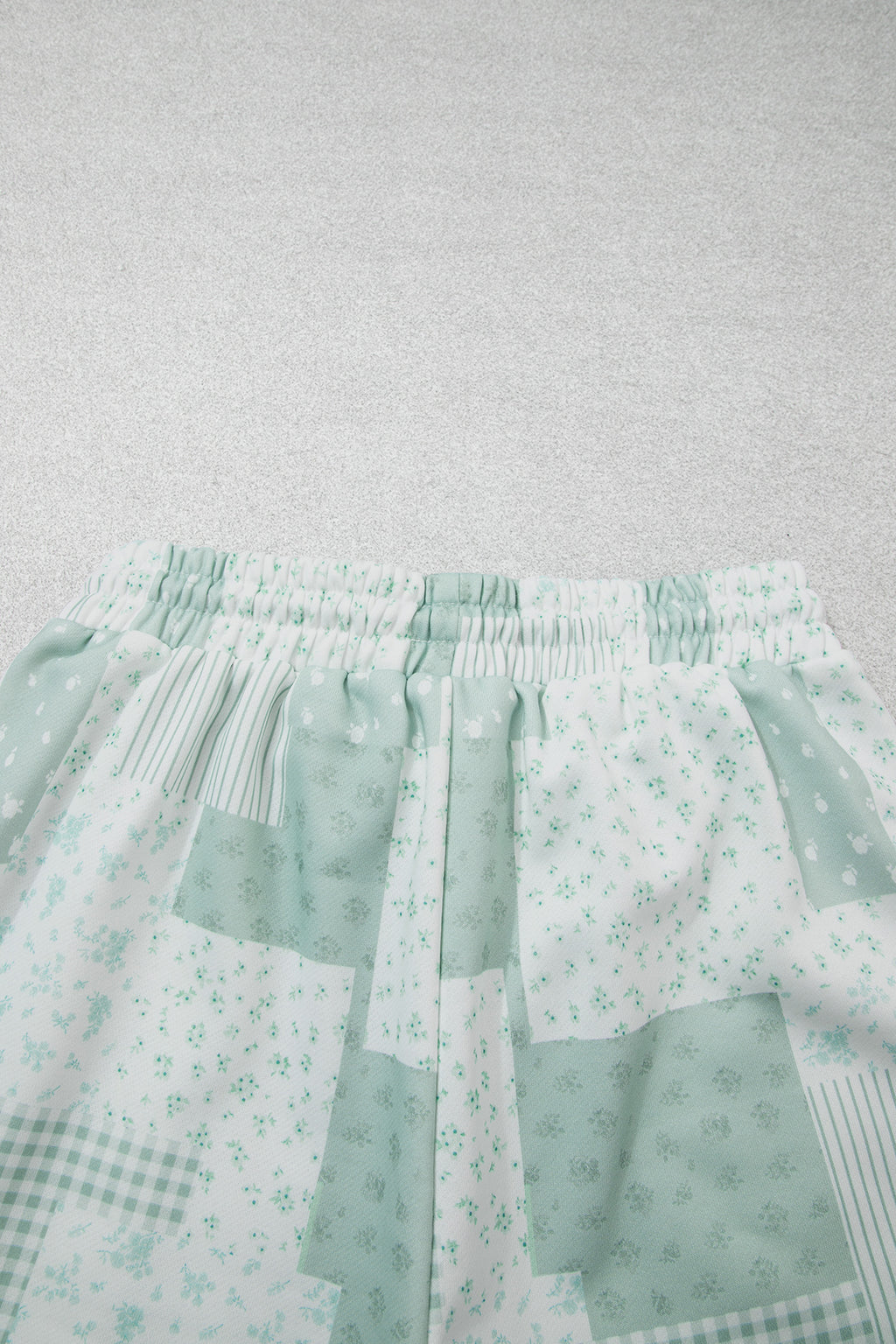 Sky Blue Patchwork Floral Print Drop Shoulder Baggy Pullover Drawstring Shorts Set PREORDER ETA 3 WEEKS