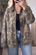Multicolour Retro Camouflage Print Corduroy Contrast Collar Zip Denim Jacket PREORDER ETA 3 WEEKS