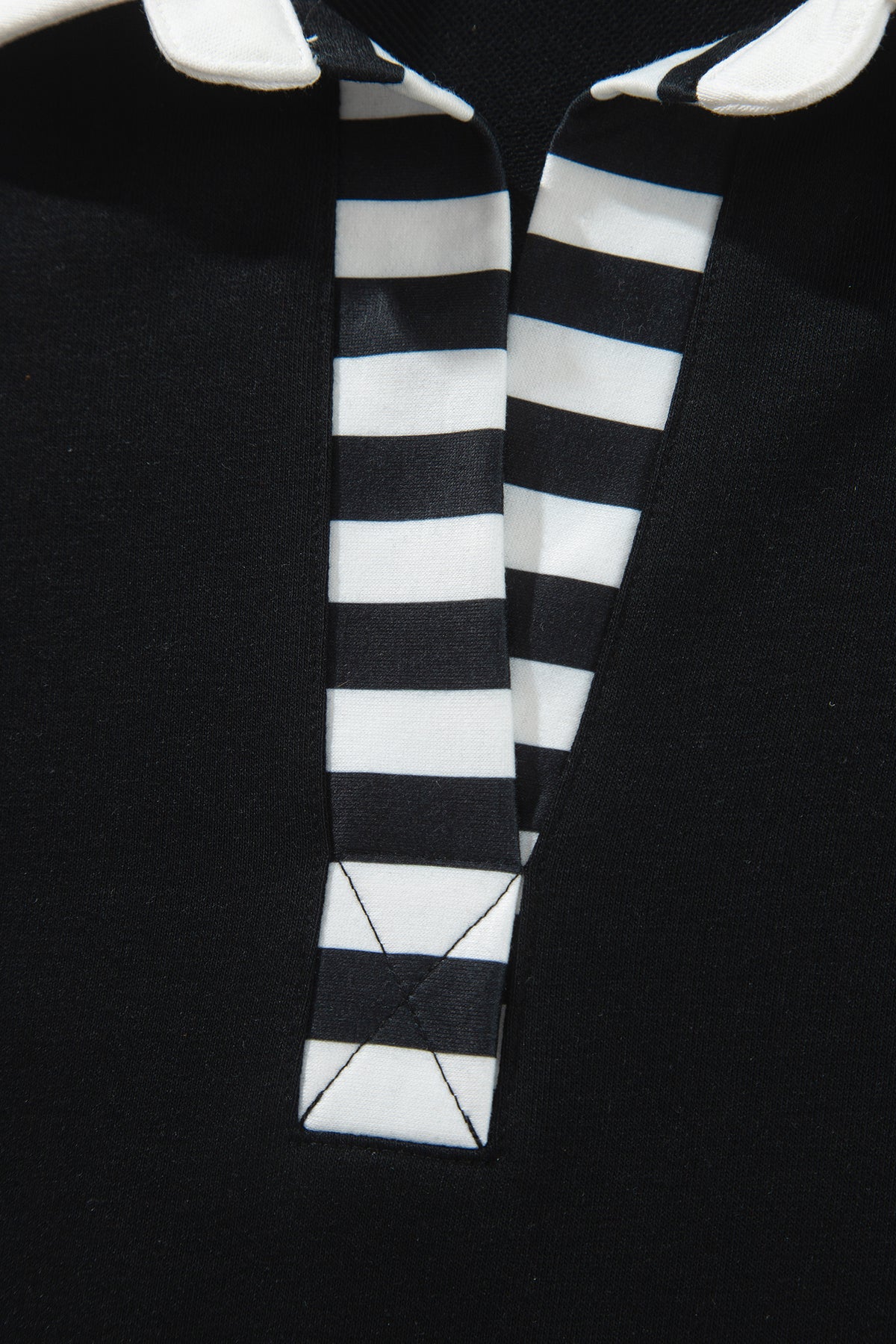 Black Striped Color Block Pullover Top Drawstring Shorts Set PREORDER ETA 3 WEEKS